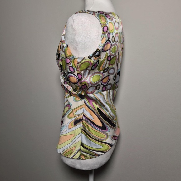 Karen Arnold 100% Washable Silk Funky Groovy Rave Psychedelic Top Blouse M - Picture 2 of 6